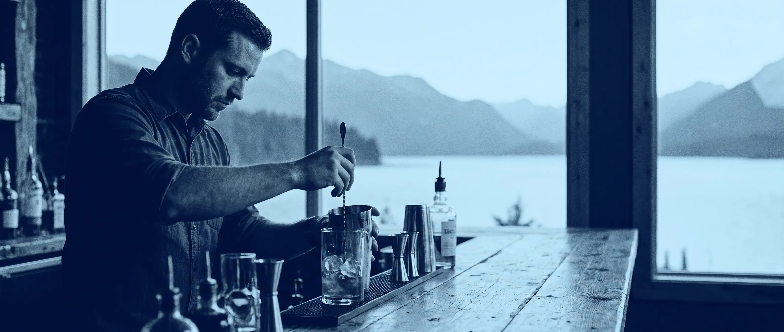 Moderne Alpine Bar am Bodensee bei Bregenz, Symbolbild für POS Kassenlösungen in der Gastronomie